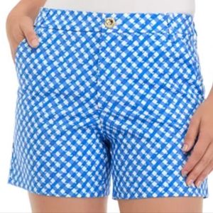 Lilly pulitzer GRETCHEN 5" high rise shorts NWT sz 0 checkered blue white🌹🌹🌹